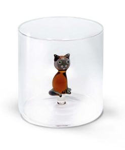 Bicchiere Vetro Borosilicato Gatto Siamese WD Lifestyle