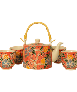 Set Teiera con 4 bicchierini Fiori Arancione WD Lifestyle
